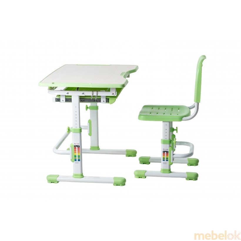 комплект стіл + стілець з виглядом в обстановці (Комплект парта і стілець, що ростуть Vivo Green)
