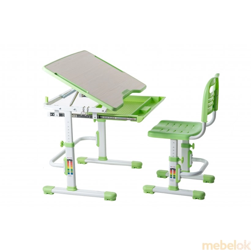 Комплект парта і стілець, що ростуть Vivo Green з іншого ракурсу