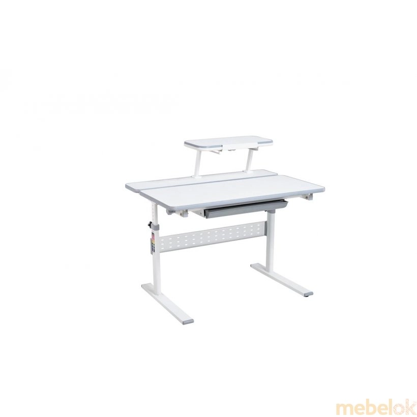 комплект стіл + стілець з виглядом в обстановці (Комплект парта зростаюча Colore Grey та полиця для книг SS16 W Grey)