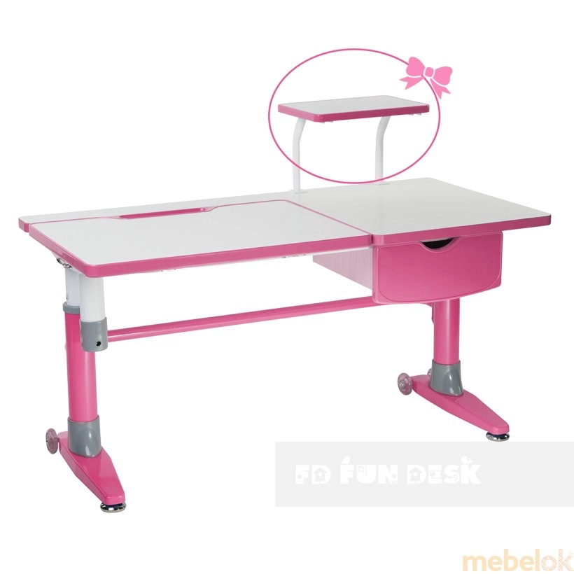 стол с видом в обстановке (Парта-трансформер Ballare Pink с выдвижным ящиком)