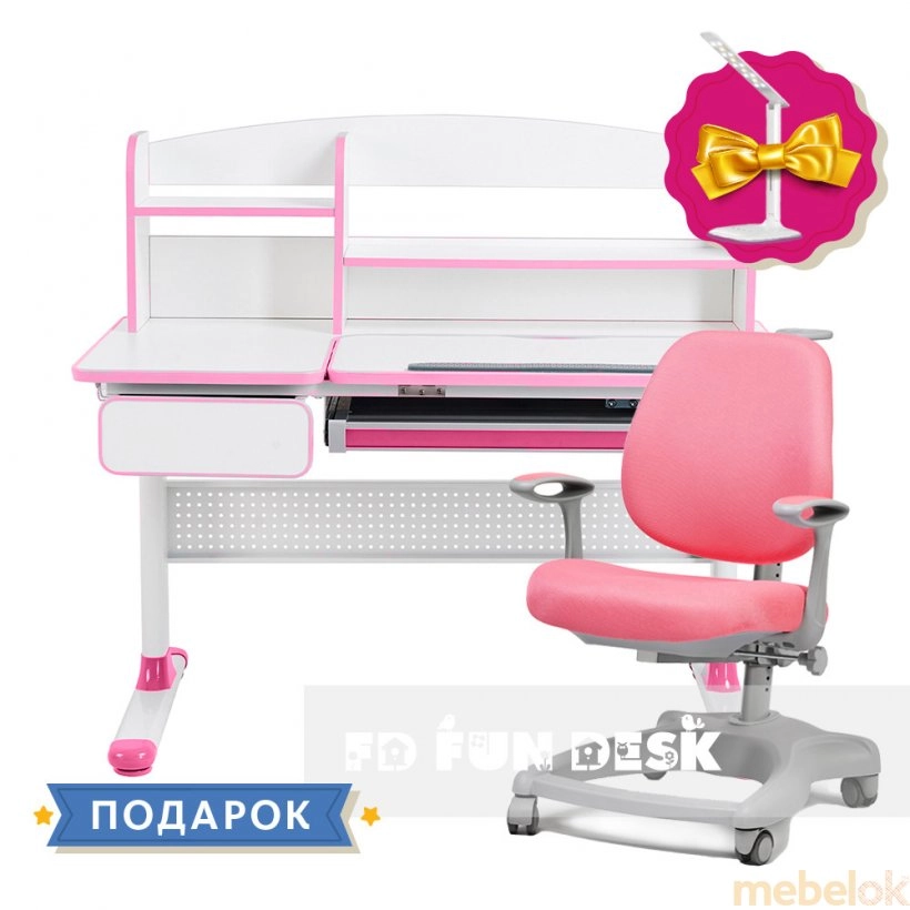 Комплект парта растущая Rimu Pink и кресло Delizia Pink