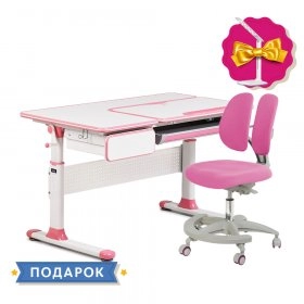 Комплект парта растущая Toru Pink и кресло Primo Pink