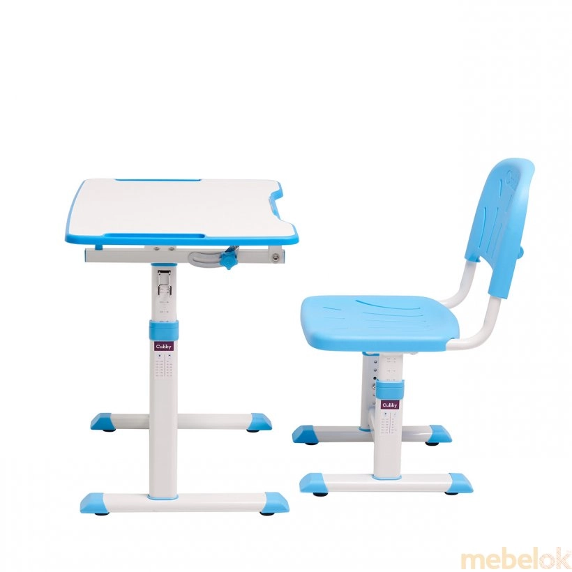 комплект Стол + Стулья с видом в обстановке (Комплект парта и стул растущие Olea Blue)