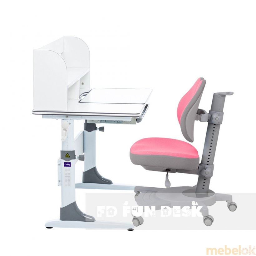 комплект стіл + стілець з виглядом в обстановці (Комплект парта зростаюча Nerine Grey і крісло Pittore Pink)