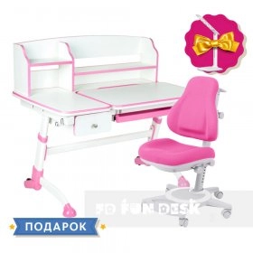 Комплект парта растущая Amare II Pink и кресло Bravo Pink