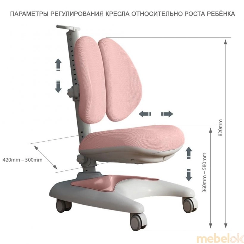 Крісло ортопедичне Premio Pink з підлокітниками