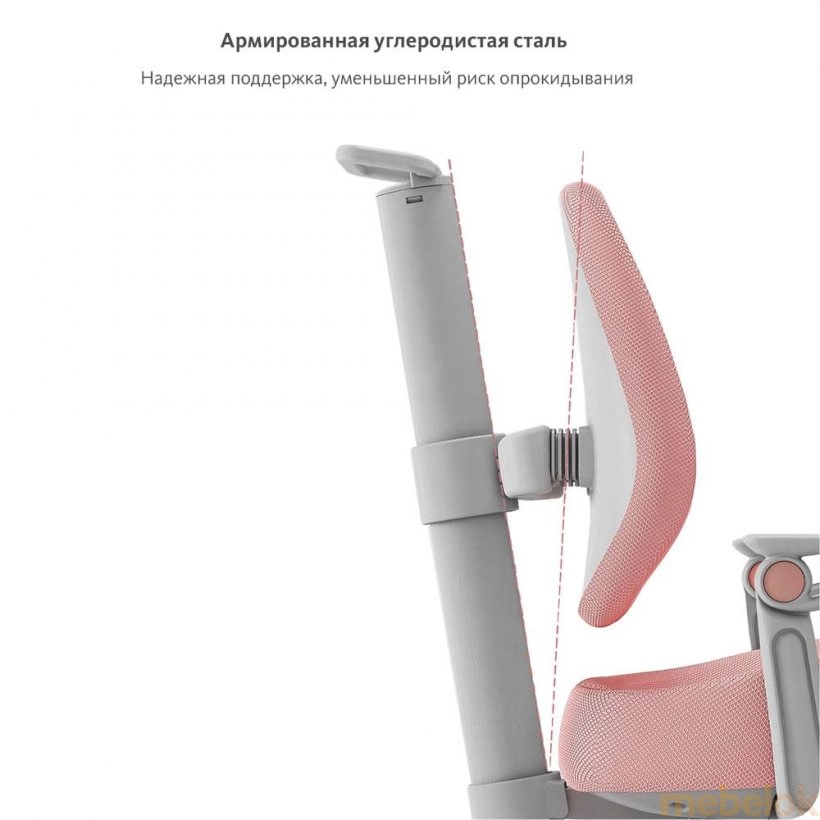 Крісло ортопедичне Premio Pink з підлокітниками з іншого ракурсу