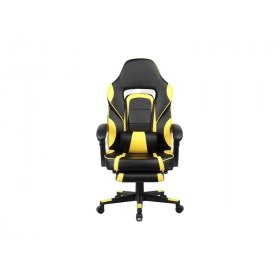Компьютерное ортопедическое геймерское кресло Parker с подставкой для ног/ Parker black+yellow