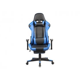 Комп'ютерне ортопедичне крісло геймерське Drive blue з підставкою для ніг/BL1013 black+blue