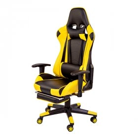 Компьютерное ортопедическое геймерское кресло Drive с подставкой для ног/Drive BL1013 Black-yellow