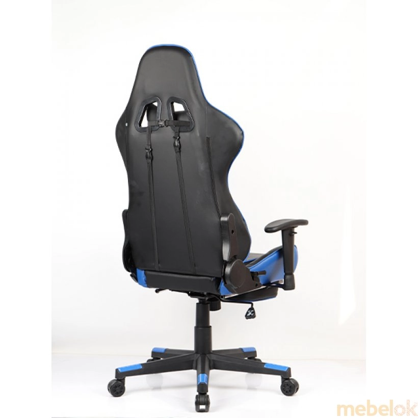 стілець з виглядом в обстановці (Комп'ютерне ортопедичне крісло геймерське Drive blue з підставкою для ніг/BL1013 black+blue)
