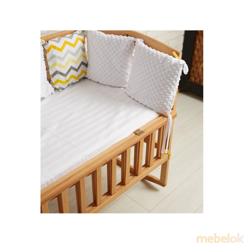 ліжко з виглядом в обстановці (Ліжечко AMELI з відкидною боковиною, дугами і колесами)
