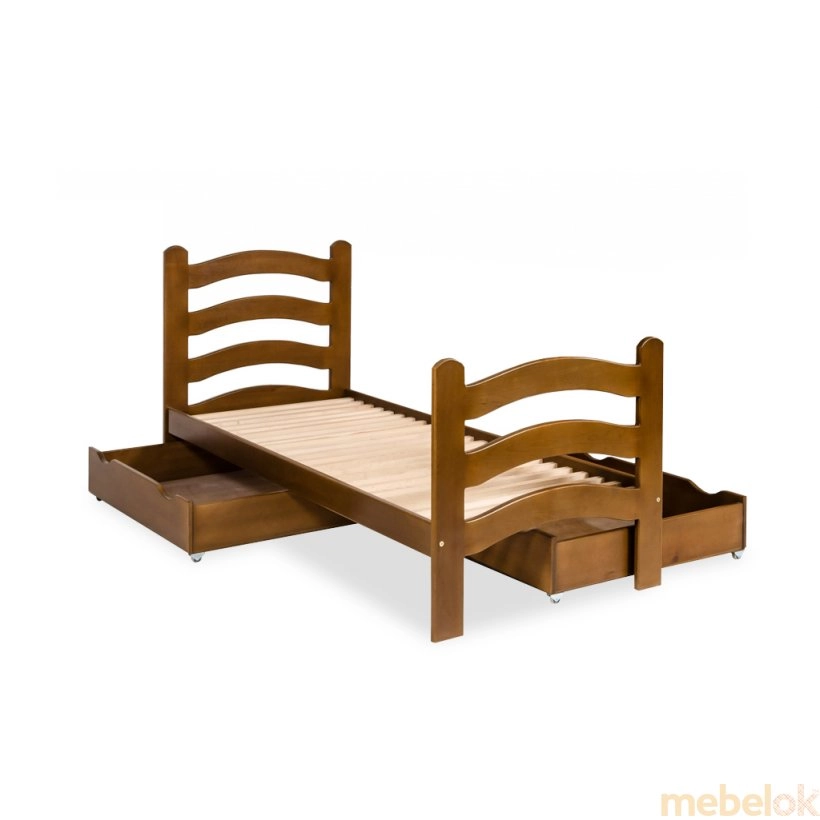 ліжко з виглядом в обстановці (Кровать тонированная, с ящиками и фигурными быльцами)