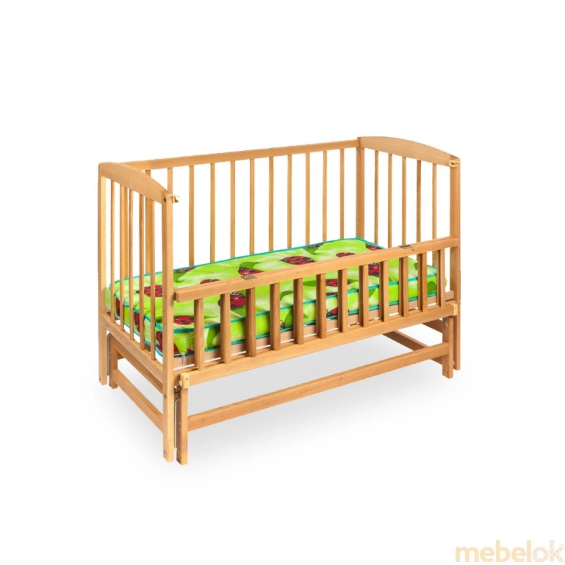 кровать с видом в обстановке (Кровать детская на шарнирах с откидной боковиной)