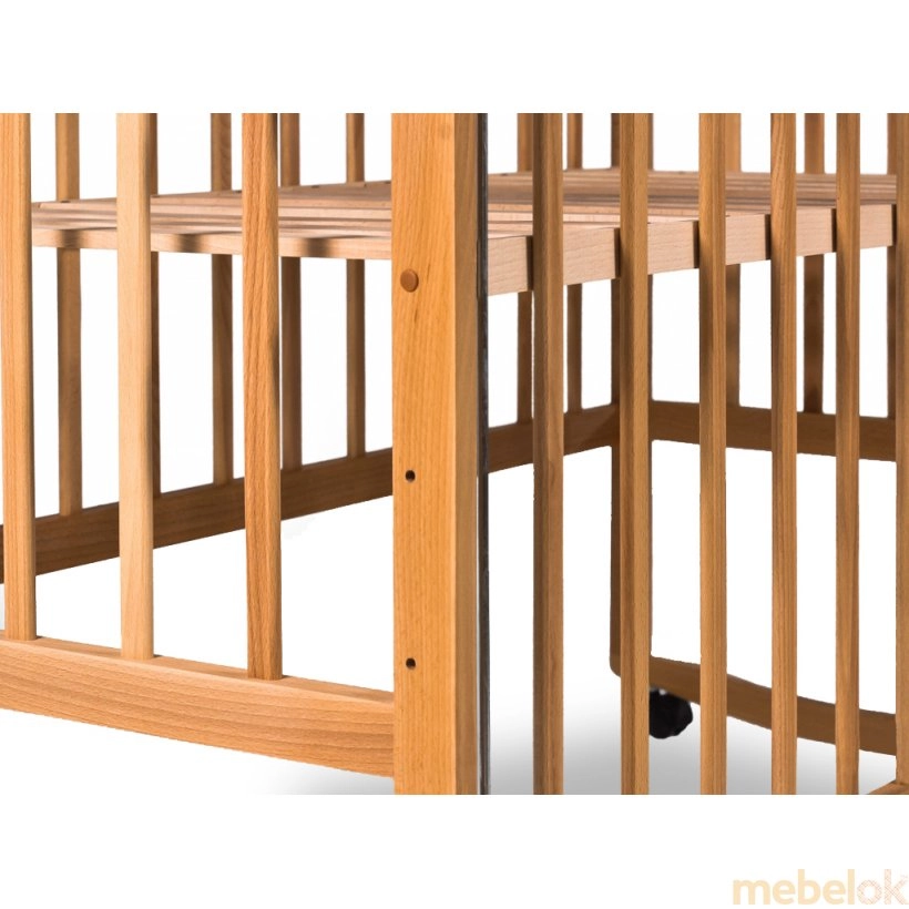 кровать с видом в обстановке (Кроватка AMELI с подвижной боковиной, дугами и колесами)