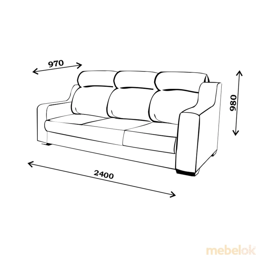 диван з виглядом в обстановці (Диван Ніколь 3Д)