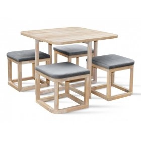 Стол обеденный со стульями Мирайя Q дуб-12 (257990)