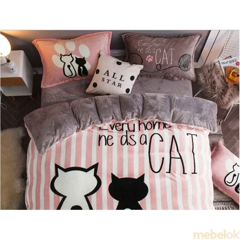 Комплект постельного белья Cool Cat pink евро размер 200х230