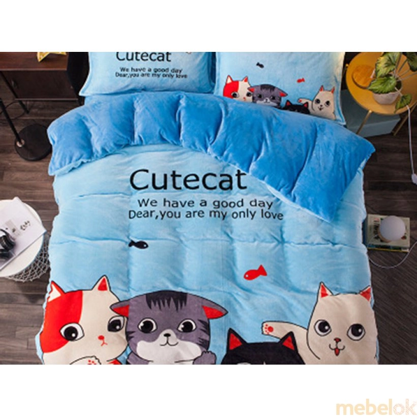 Комплект постельного белья Cute cat евро размер 200х230