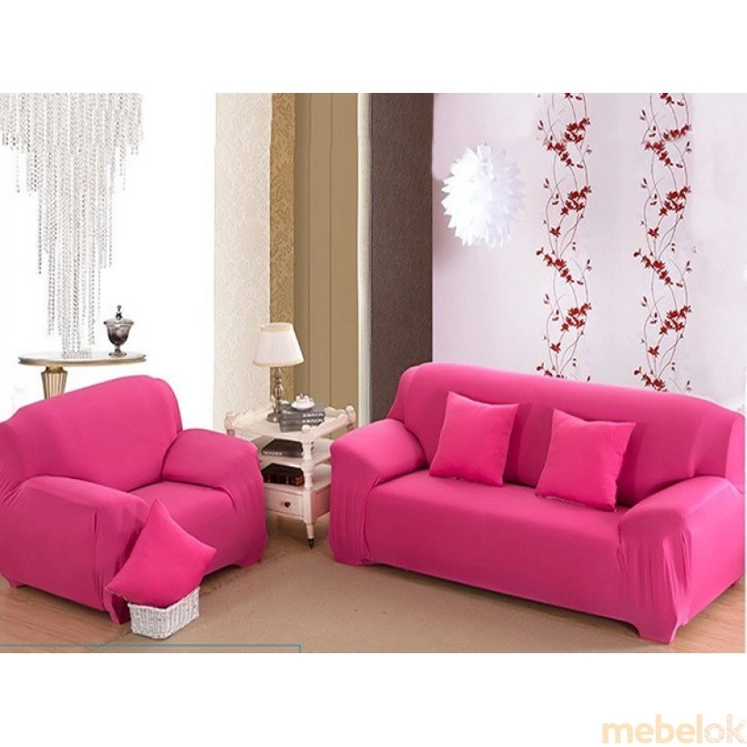 Чехол на трехместный диван 195х230 розовый