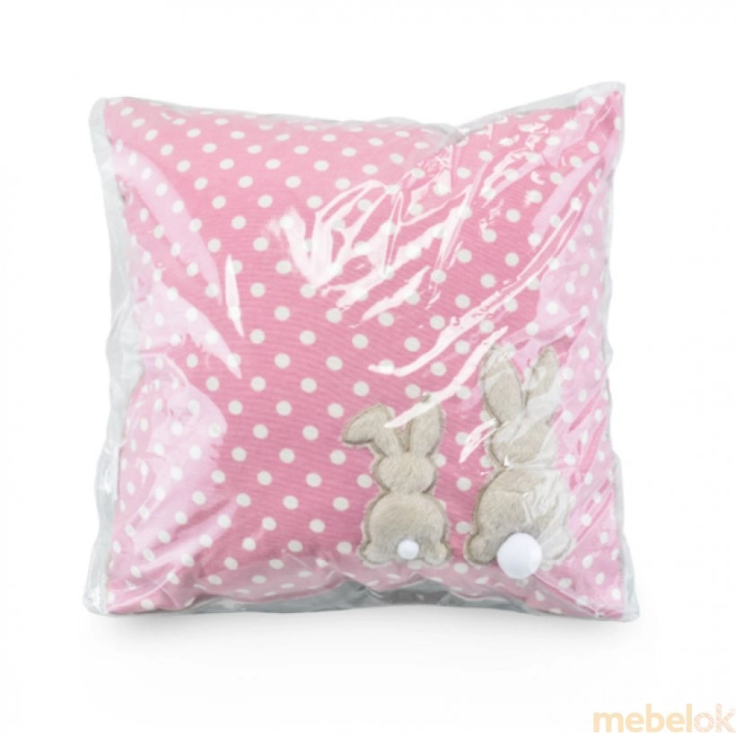 Подушка декоративна з вишивкою зайчик рожевий від фабрики IDEIA (Ідея)