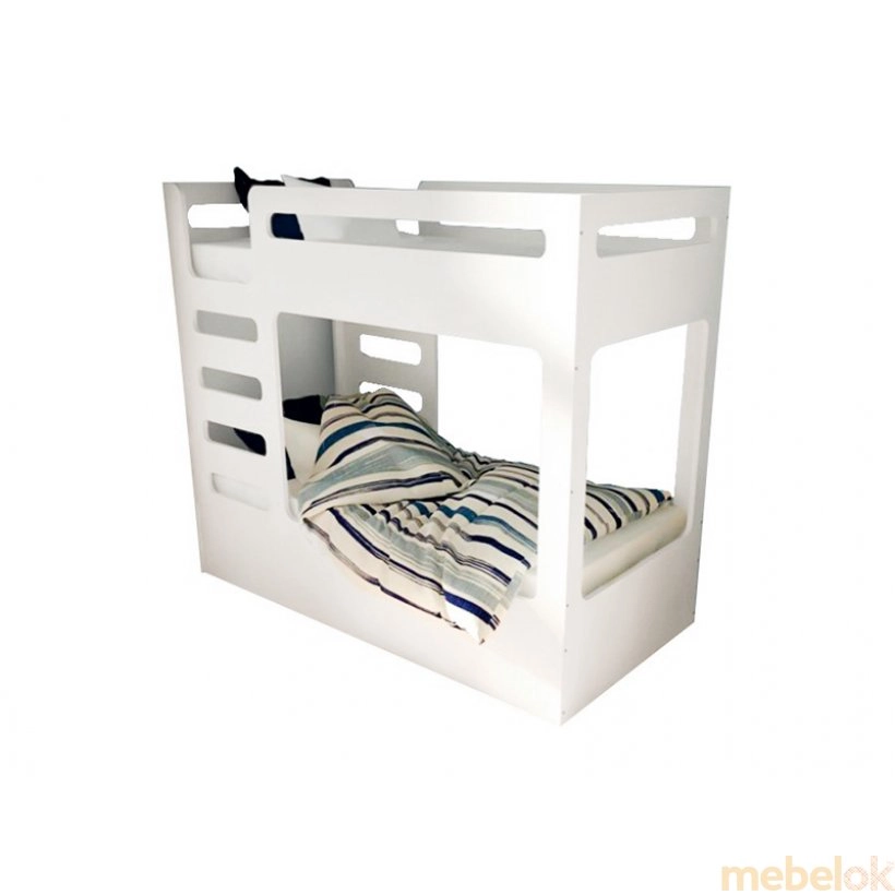 Ліжко двоярусне cuBED біла з висувним ящиком
