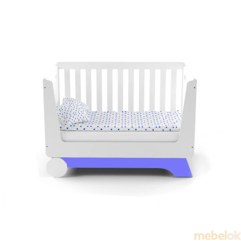 кровать с видом в обстановке (Кроватка-трансформер для новорожденного Nova Kit белая/индиго)