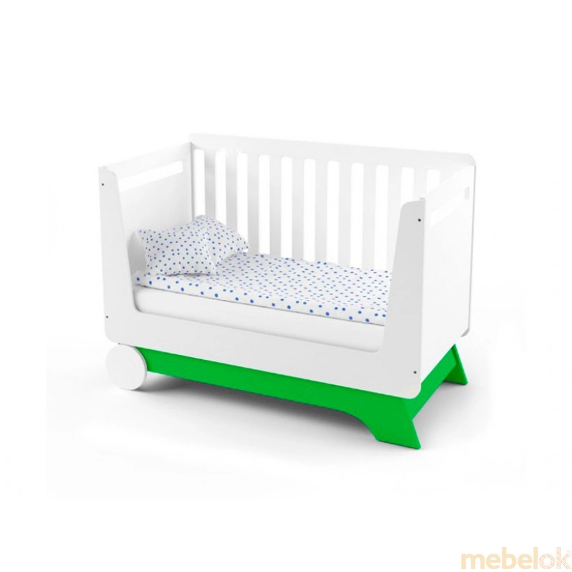 Кроватка-трансформер Nova Kit бело/зеленая от фабрики Indigo Wood (Индиго Вуд)