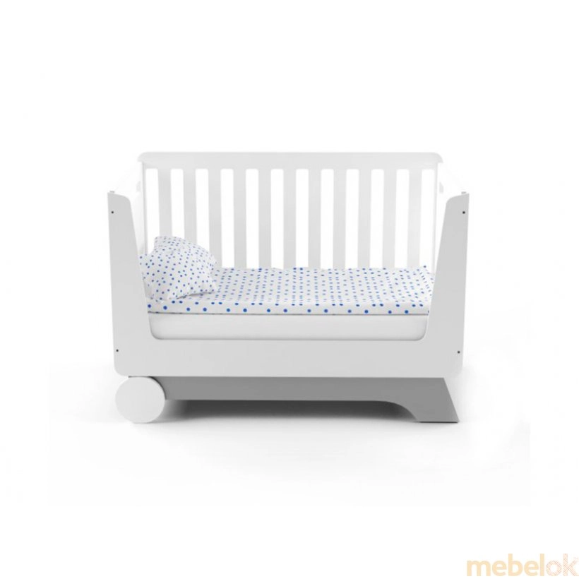 Кроватка-трансформер для новорожденного Nova Kit бело/серая от фабрики Indigo Wood (Индиго Вуд)