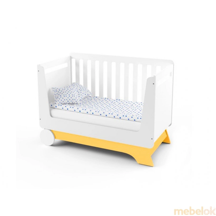 кровать с видом в обстановке (Кроватка-трансформер для новорожденного Nova Kit бело/оранжевая)