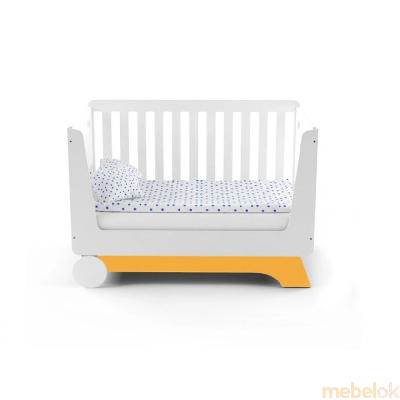 Кроватка-трансформер для новорожденного Nova Kit бело/оранжевая от фабрики Indigo Wood (Индиго Вуд)