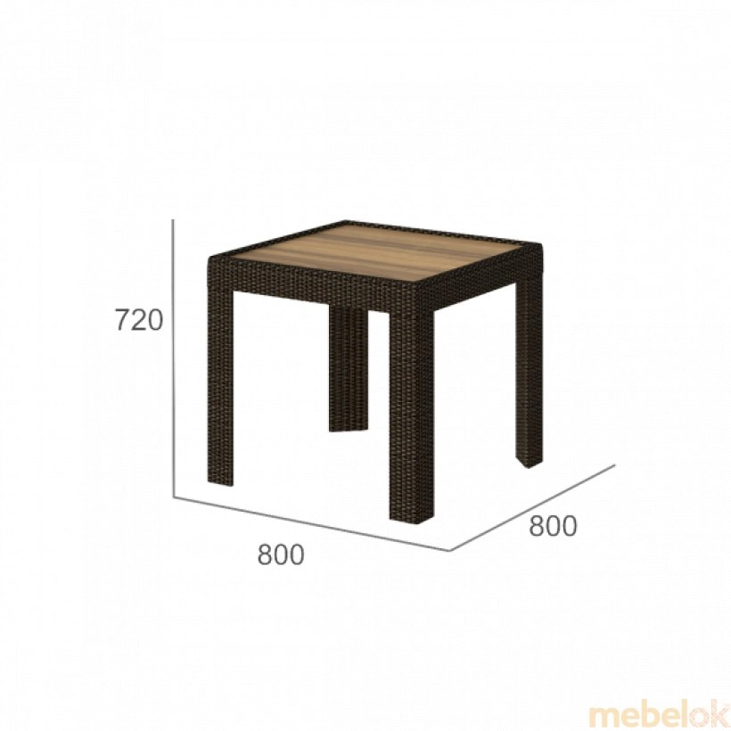 стол с видом в обстановке (Стол обеденный Accent 80х80х72 без террасовой доски)