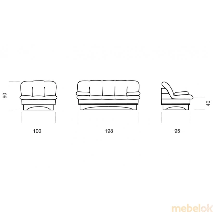 диван с видом в обстановке (Диван Lusi Pro 1,4)