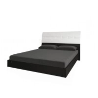 Ліжко 160х200 Виола білий глянец/чорний мат з подъемным механизмом и мягкой спинкой