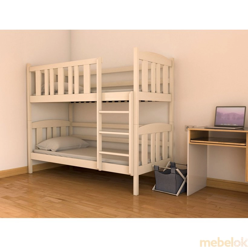 ліжко з виглядом в обстановці (Двоярусне ліжко Челсі з масиву бука 80x200)