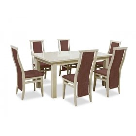 Комплект обеденный стол Классик слоновая кость + 6 стульев Марэк 5
