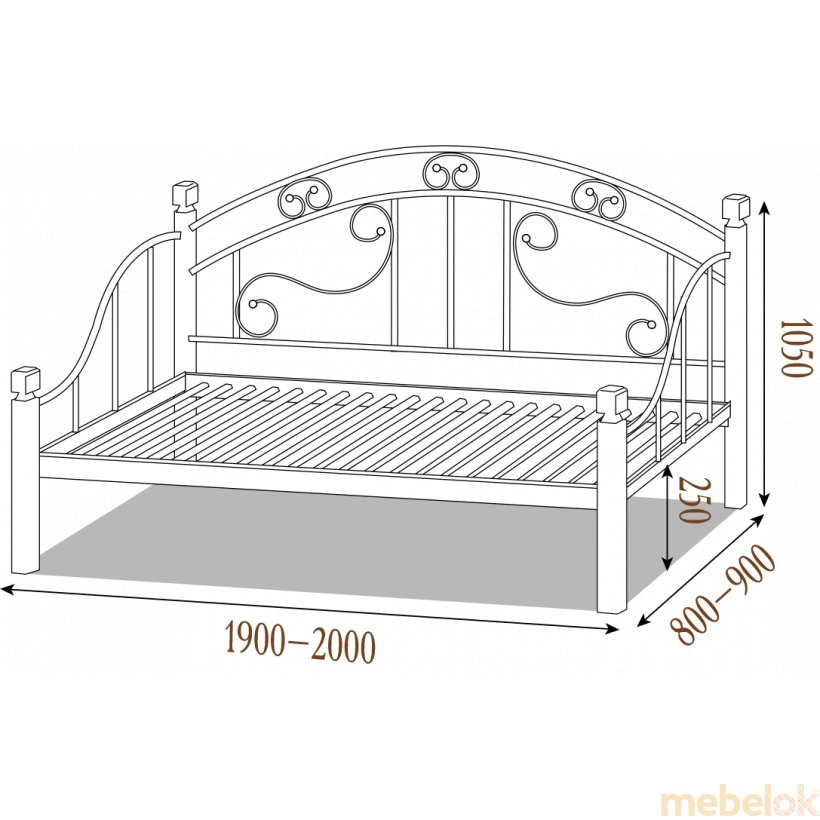 Кровать Леон 90х190 от фабрики Металл-Дизайн (Metall-Disign)