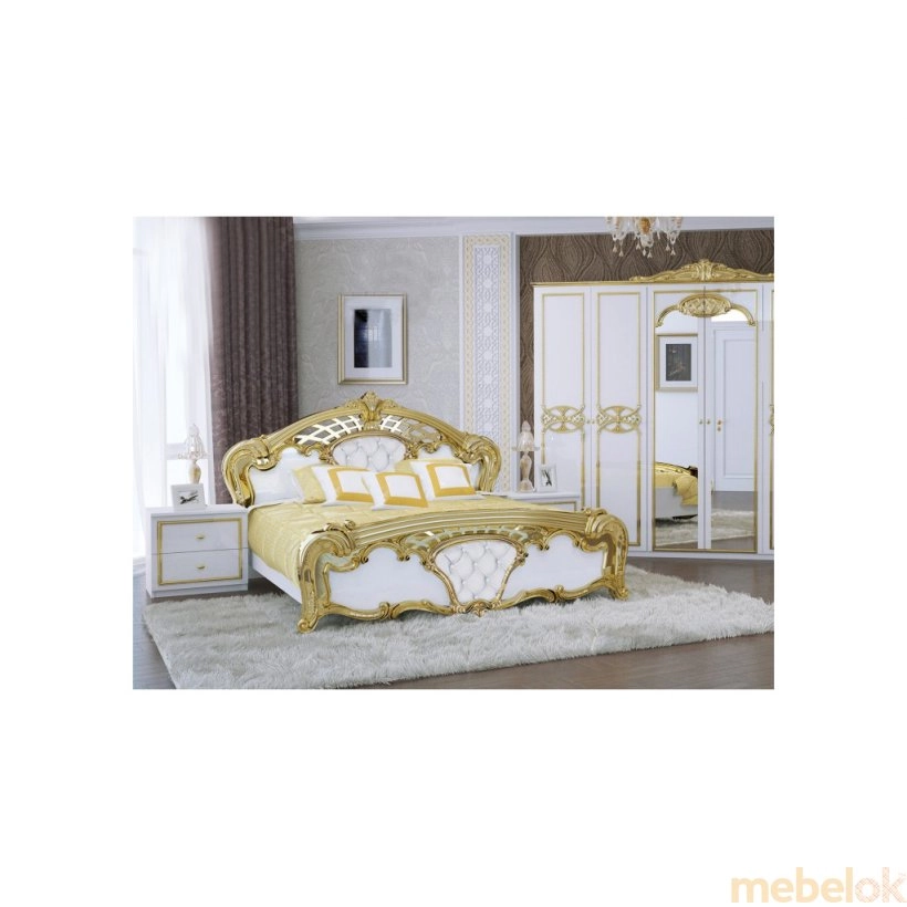 Ліжко Єва 180х200 з каркасом Глянець білий/Золото від фабрики MiroMark (МіроМарк)