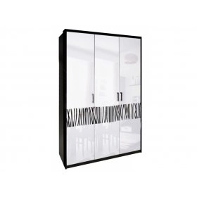 Шкаф трехдверный Терра без зеркал белый глянец/черный мат