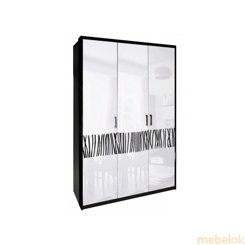 Шкаф трехдверный Терра без зеркал белый глянец/черный мат