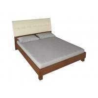 Кровать 180х200 Виола ваниль/вишня бюзум с мягкой спинкой