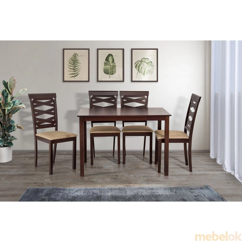 Комплект стол и 4 стула Бруклин Темный орех от фабрики Микс мебель (Mix mebel)