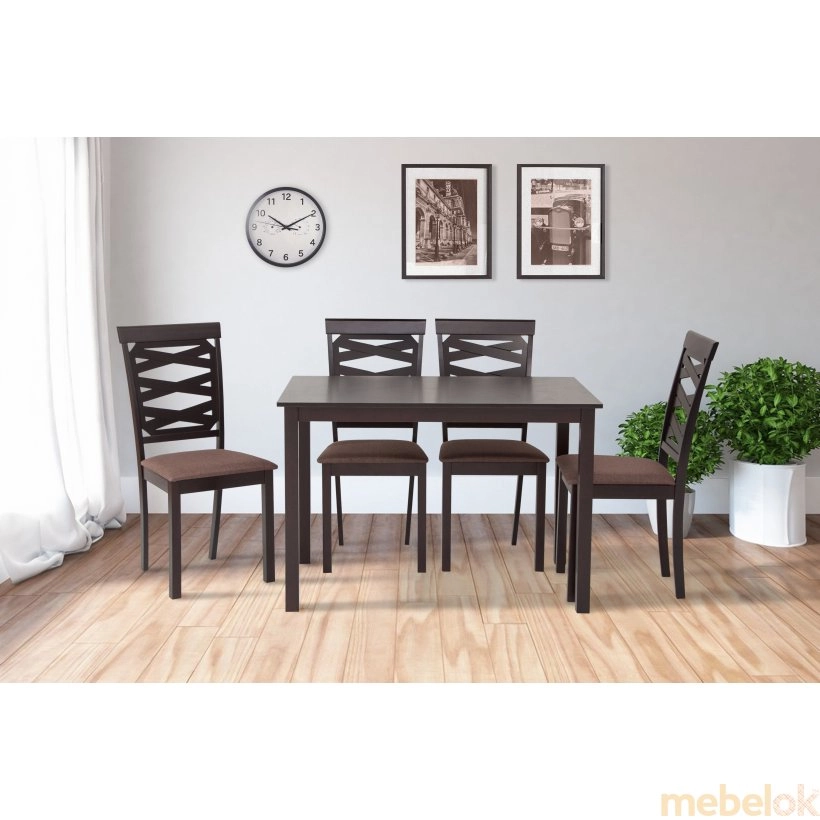 Комплект стіл та 4 стільці Бруклін Венге-Шоколад від фабрики Мікс меблі (Mix mebel)