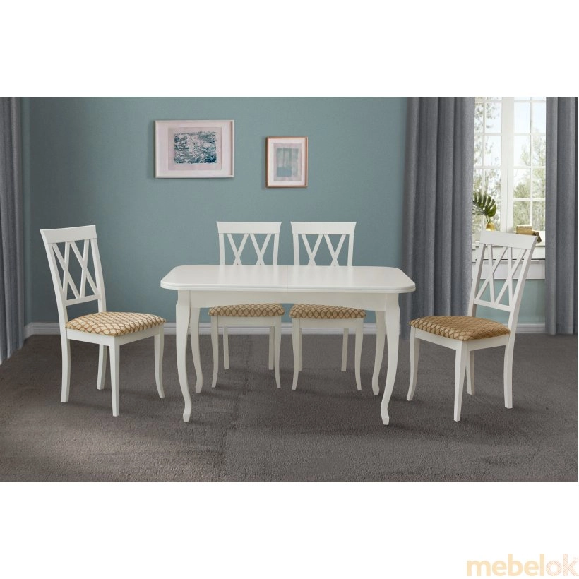 стіл з виглядом в обстановці (Стіл Соренто 130-170х78 білий)