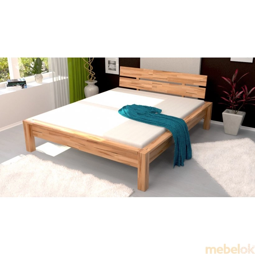 кровать с видом в обстановке (Двуспальная кровать b 109 160х200 из массива бука)