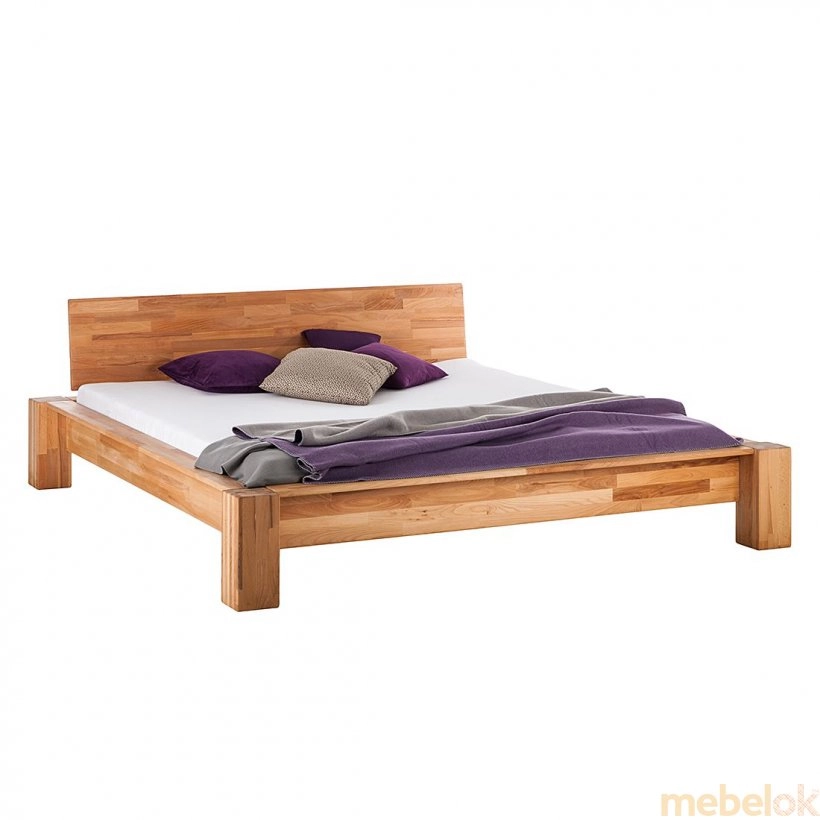 ліжко з виглядом в обстановці (Двуспальная кровать b 114 180х200 из массива бука)