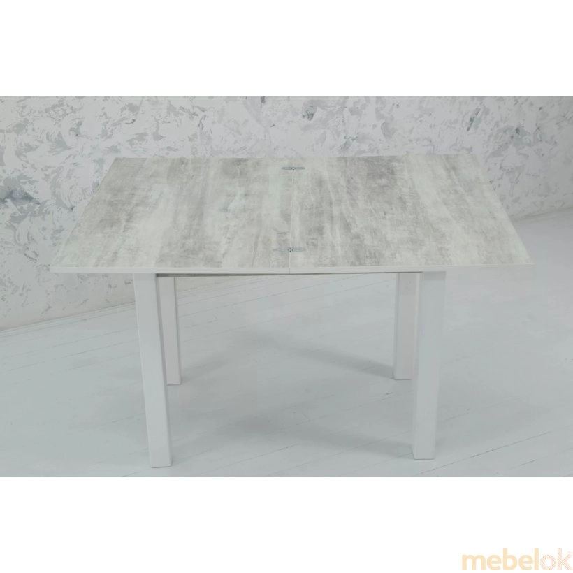 стіл з виглядом в обстановці (Обідній стіл-трансформер Юк білий/бетон)