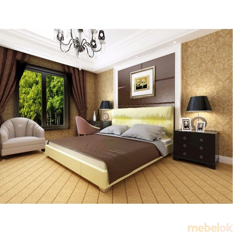 ліжко з виглядом в обстановці (Кровать Камелия с подъемным механизмом 140х200)