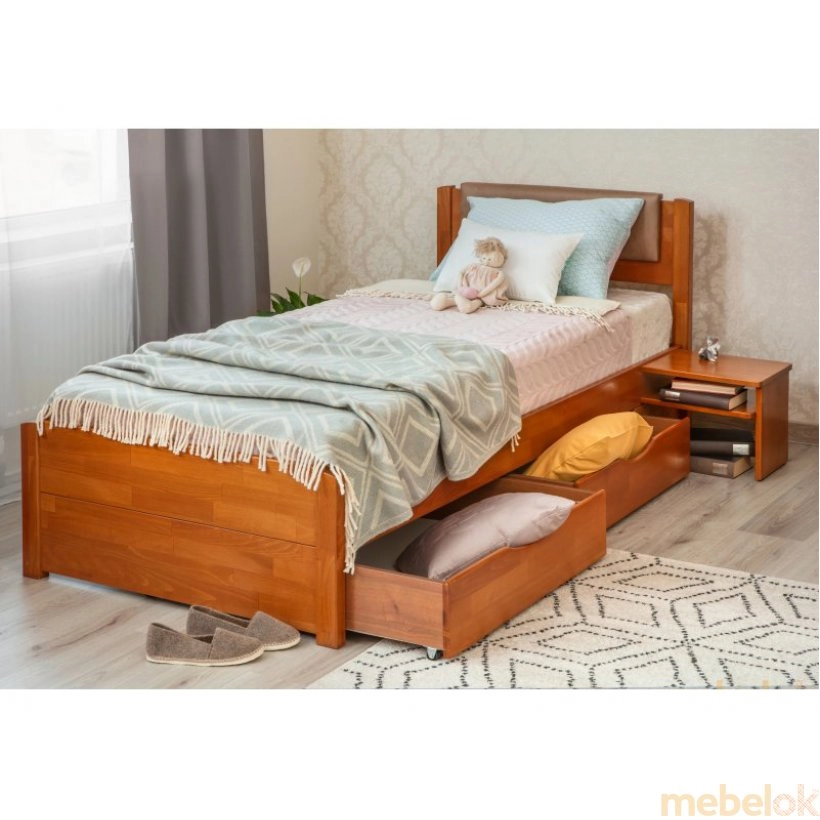 Кровать Лика Люкс с мягкой спинкой и ящиками 200 от фабрики Олимп (Olimp)