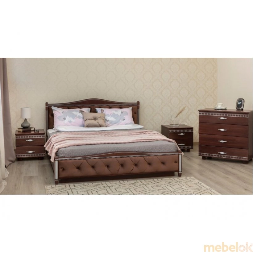 Кровать Прованс с мягкой спинкой ромбы с подъемной рамой 160 от фабрики Олимп (Olimp)